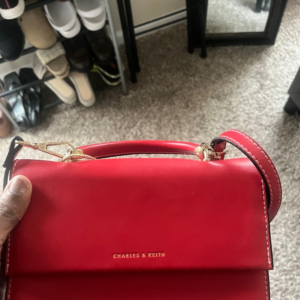 Charles & Keith Vibrant Red Crossbody Bag